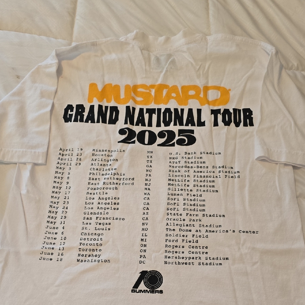 White and Black Short Sleeve Tee with Tour Graphic